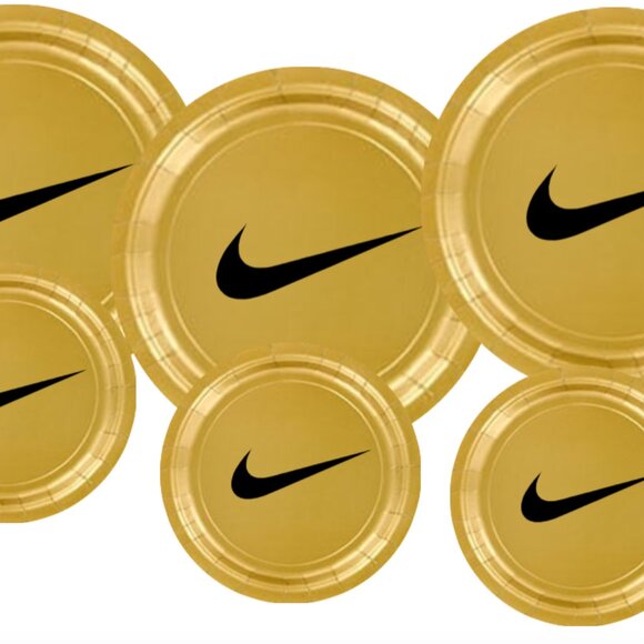 Sw00sh Plates | Gold Basketball Party Paper Plates | Disposable 45 pcs - Picture 5 of 7